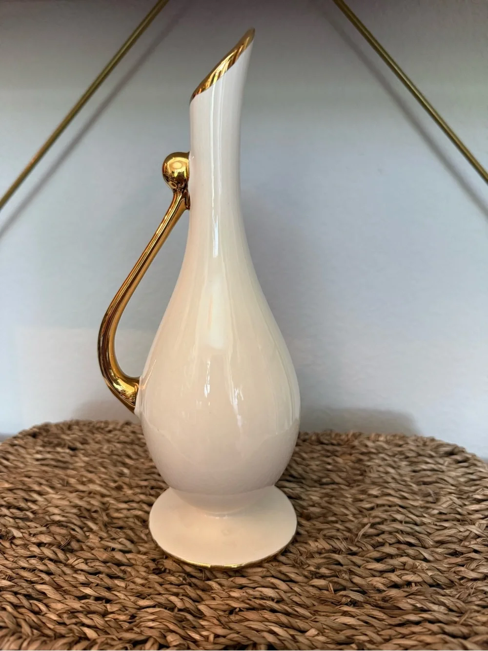 VTG Maurice of California Cream Gold Pitcher Vase